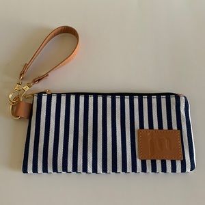 Navy White Striped Wristlet